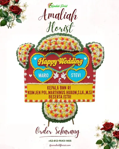 Karangan Papan Bunga Pernikahan di Sindangratu